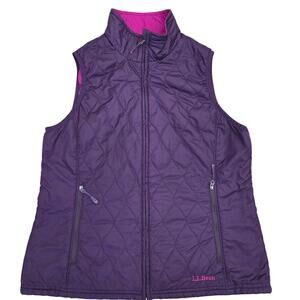 L.L. Bean Women’s Quilted Vest Purple Pink Reversible Sz M Hiking Layering